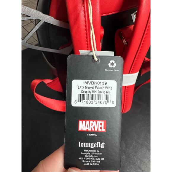 Loungefly Disney Marvel Falcon Folding Wings Cosplay Mini Backpack Bag NWT main image 5